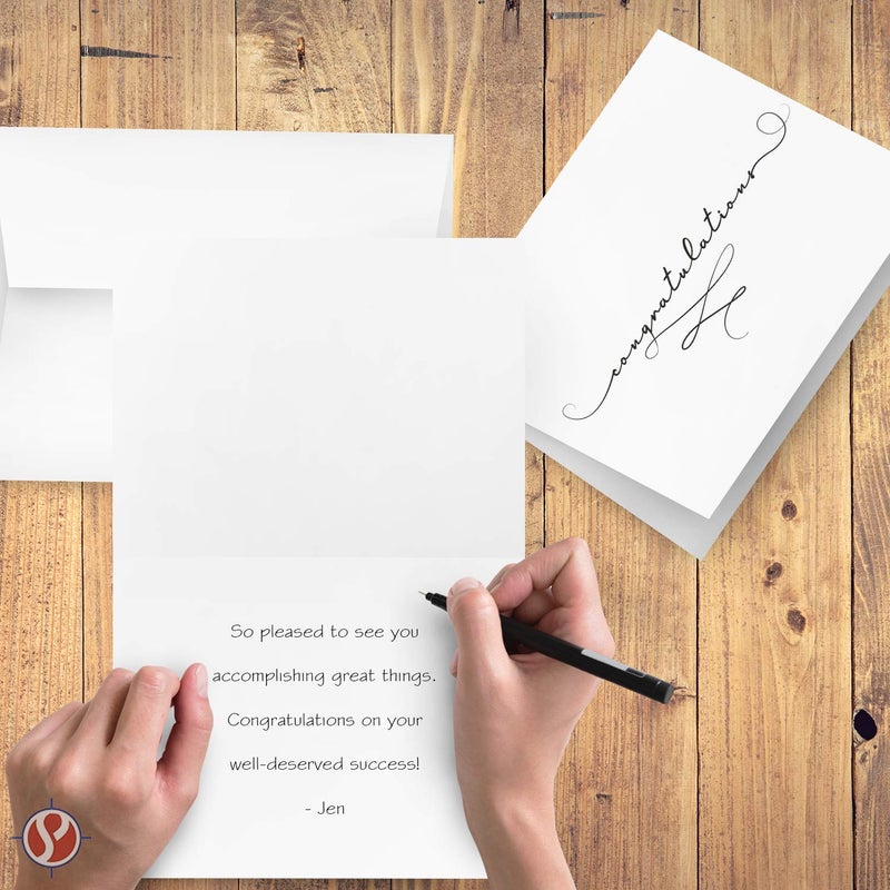 S Superfine Printing Congratulations Greeting Cards and Envelopes â€“ Congrats Class of 2025 Graduation, Wedding, Engagement, Job Promotion, Baby Shower and Celebration Success Achievement â€“ 4.25" x 5.5" â€“ 25 per Pack - Image 3